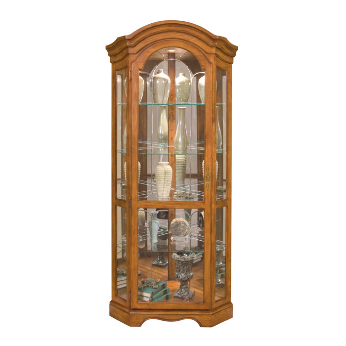 Charlton Home® Shonnard 36'' Wide Solid Wood Mirrored Back Curio with Lighting & Reviews